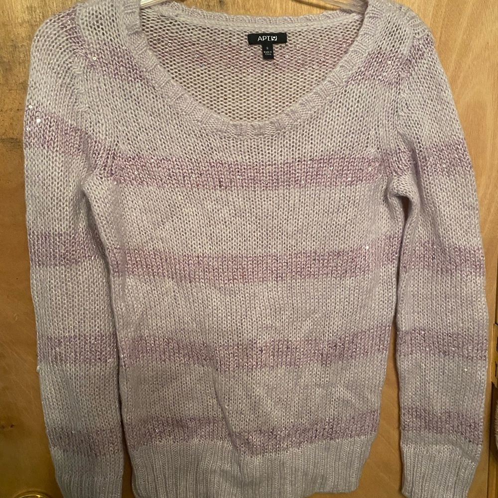 Apt. 9 Purple Crew Neck Sweater with Textured Knit